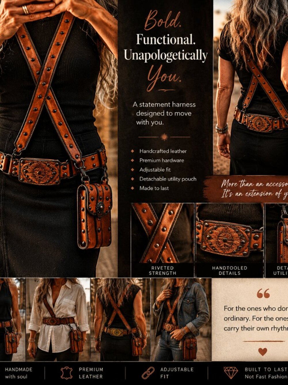 WOMEN’S ACCESSORIES – BELT + CROSSBODY SET – WEAR IT 7 WAYS